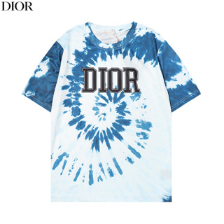 Dior เสื้อแขนสั้นลําลอง ผ้าฝ้าย พิมพ์ลาย แฟชั่นฤดูร้อน สําหรับผู้ชาย และผู้หญิง