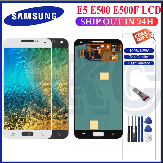 LCD สําหรับ Samsung Galaxy E5 E500 E500F E500H E500M จอแสดงผล LCD Touch Screen Digitizer Assembly LC