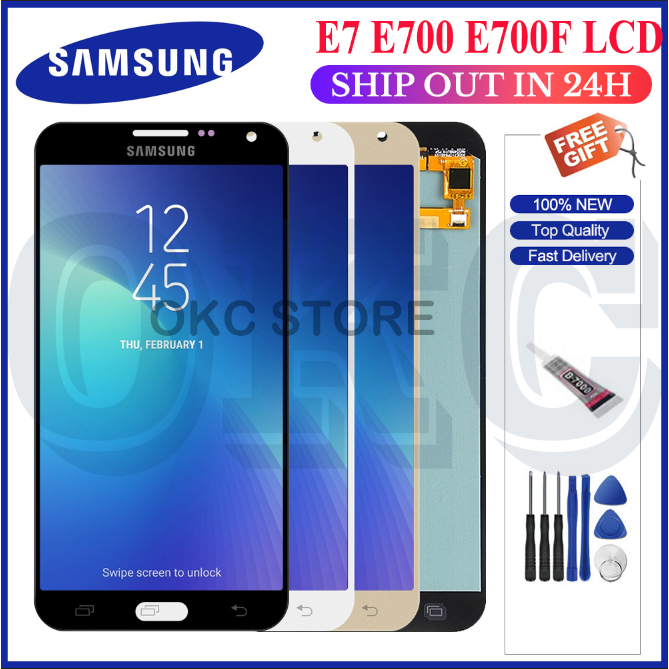 LCD สําหรับ Samsung Galaxy E7 E700 E700F จอแสดงผล LCD Touch Screen Digitizer อะไหล่ทดแทน LCD