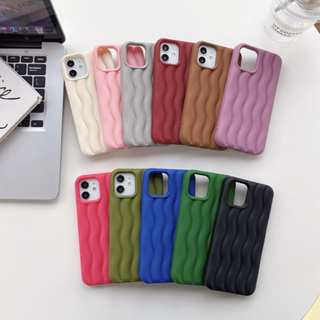 เคสโทรศัพท์มือถือ ซิลิโคนนิ่ม กันกระแทก ลายคลื่น 3D สีแคนดี้ สําหรับ iPhone 13 14 Pro Max