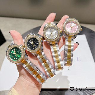 Rolexs_นาฬิกาข้อมือสเตนเลส ประดับเพชร หรูหรา สําหรับผู้หญิง