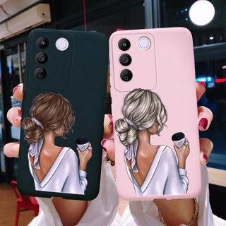 ใหม่ เคสโทรศัพท์มือถือ ซิลิโคนนิ่ม ลายเพ้นท์ผู้หญิง แฟชั่น สําหรับ VIVO V27e 2022 V27e V 27e