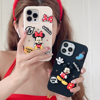 เคสโทรศัพท์มือถือ ซิลิโคนนิ่ม ลายการ์ตูนมิกกี้ มินนี่เมาส์ มีรู สําหรับ iphone รุ่น 14 Pro Max 13 Pro Max 12 Pro Max