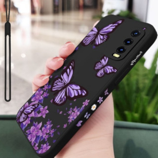 เคสโทรศัพท์มือถือ ซิลิโคน ป้องกันรอบด้าน ลายผีเสื้อ สีม่วง สําหรับ vivo v2025