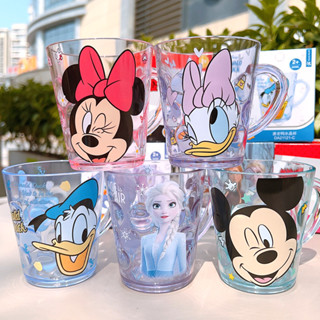 พร้อมส่ง 💖 (ลายหน้า-หลัง) แก้วน้ำ แก้วน้ำพลาสติกลายดิสนีย์ Disney แก้วน้ำดื่มจุ 300 ml มีหูจับ ลาย