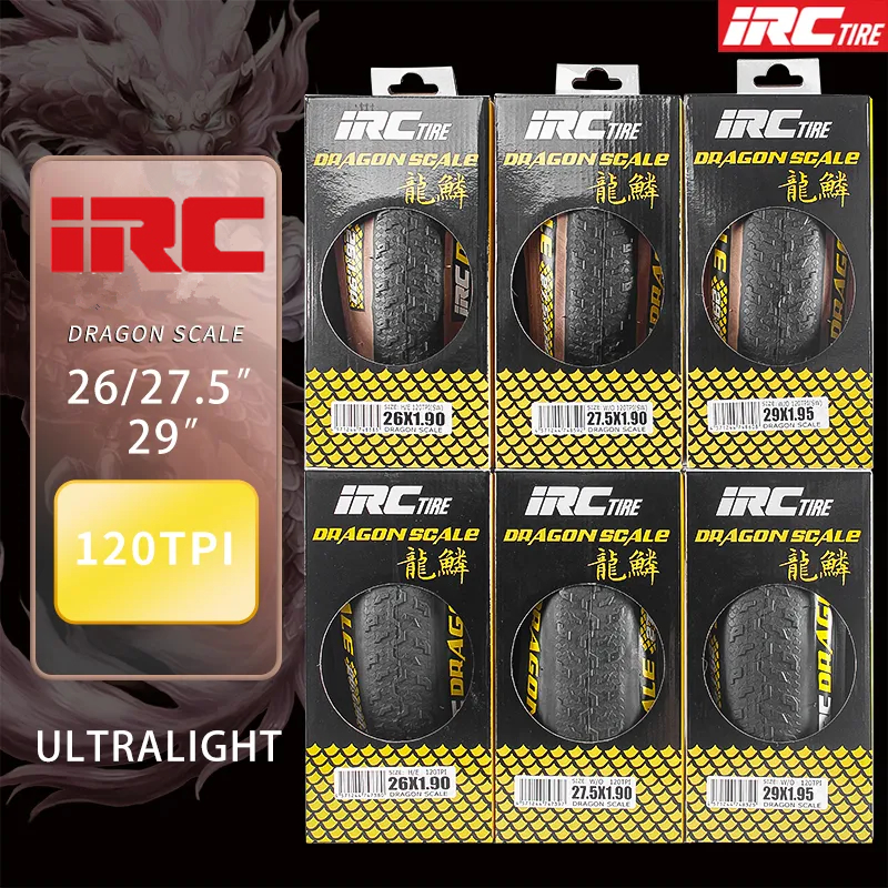 26 27.5 29 IRC DRAGON SCALE LIGHT WEIGHT MOUNTAIN BIKE TIRE BICYCLE ULTRA LIGHT TIRE 120TPI 26X1.90 