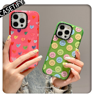 Casetify เคสโทรศัพท์มือถือ ลายหน้ายิ้ม แต่งกลิตเตอร์ สําหรับ iPhone 14ProMax 13Pro 13 11 12Promax 13Promax 11 12 13 14