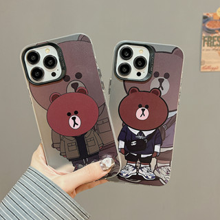 เคสป้องกันโทรศัพท์มือถือ ชุบเงิน ชุบไฟฟ้า ลายหมีโหด หรูหรา สําหรับ iPhone 14 11 12 13 Pro Max