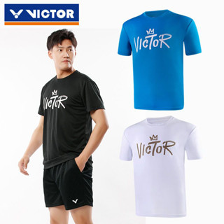 Victor เสื้อแบดมินตัน ผู้ชายและผู้หญิง ดูดซับเหงื่อ ระบายอากาศ แห้งเร็ว ชุดกีฬาวัฒนธรรม เสื้อมงกุฎ แขนสั้น เสื้อยืด