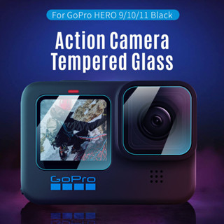 【Three Piece set】ฟิล์มกระจกนิรภัยกันรอยหน้าจอกล้อง สําหรับ Go Pro Action Camera Screen Protector Hero 11 10 9