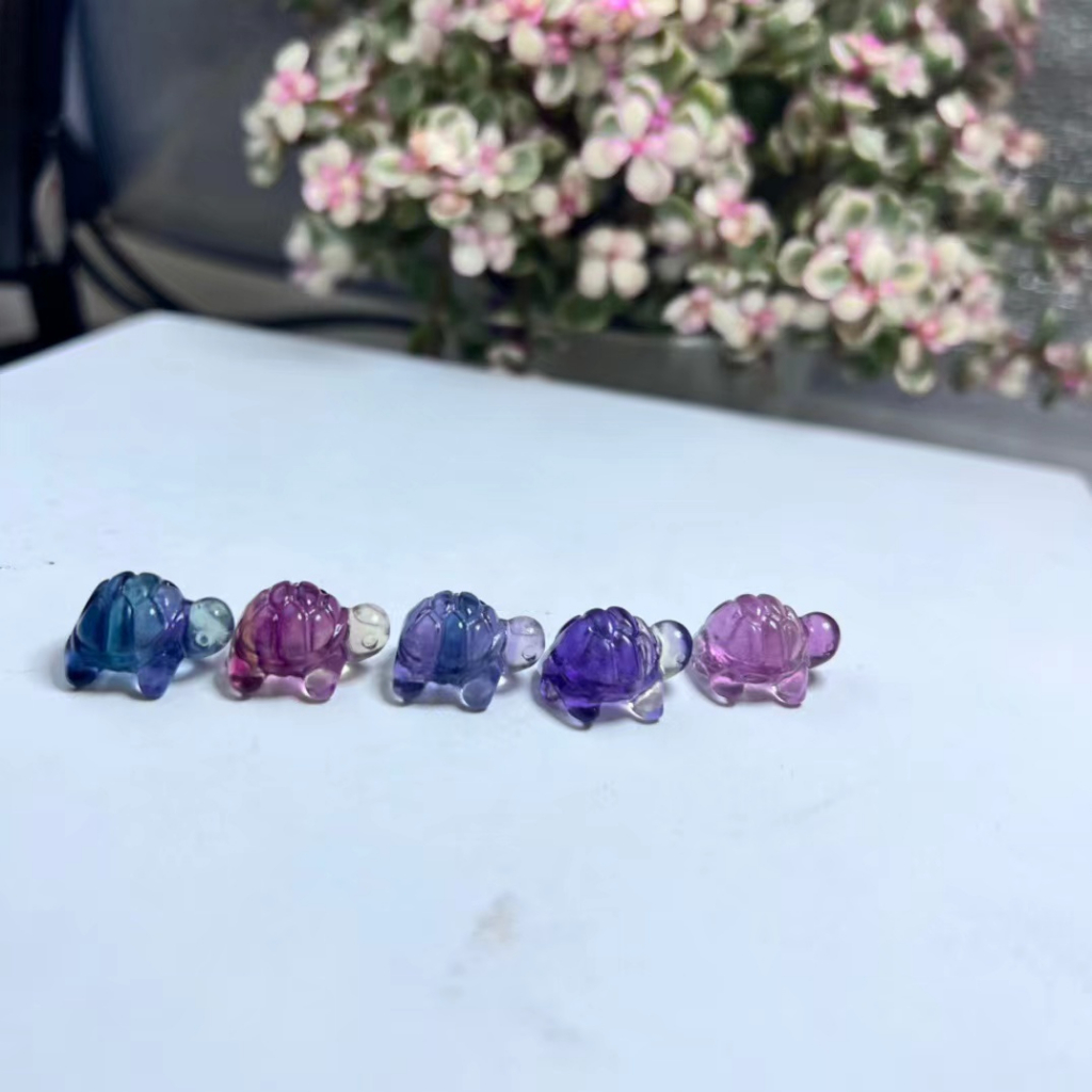 เต่าฟลูออไรต์ธรรมชาติประมาณ 17 มม.หัวหาง Through Hole แกะสลักชิ้น Hand-Made เครื่องประดับ diy อุปกรณ์เสริม Simple All-Match ของขวัญ