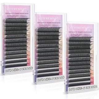 Magical Clover Eyelashes COTREMYP ขนตาปลอม 3D รูปตัว W 0.07 D/D+ ขนตาปลอม ทําให้แฟน ๆ ง่าย