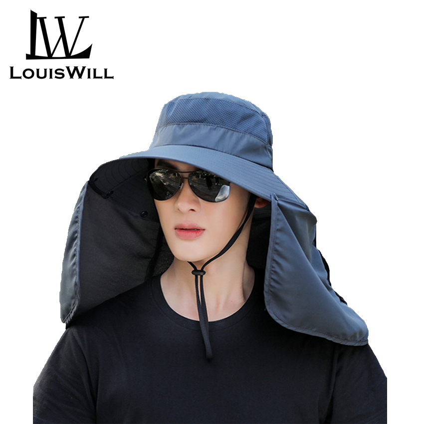 Louiswill หมวกกันแดดหมวก UPF 50 + หมวกป ้ องกันแสงแดดหมวกตกปลาหมวกเดินป ่ ากลางแจ ้ ง Anti-UV แห ้ งเร ็ วหมวกชาวประมงกีฬาเดินป ่ าหมวกบังแดดพร ้ อมฝาครอบคอที ่ ถอดออกได ้
