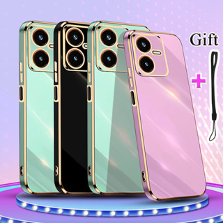 เคสโทรศัพท์มือถือซิลิโคน TPU แบบนิ่ม ชุบไฟฟ้า ขอบตรง สําหรับ VIVO Y22 Y22S