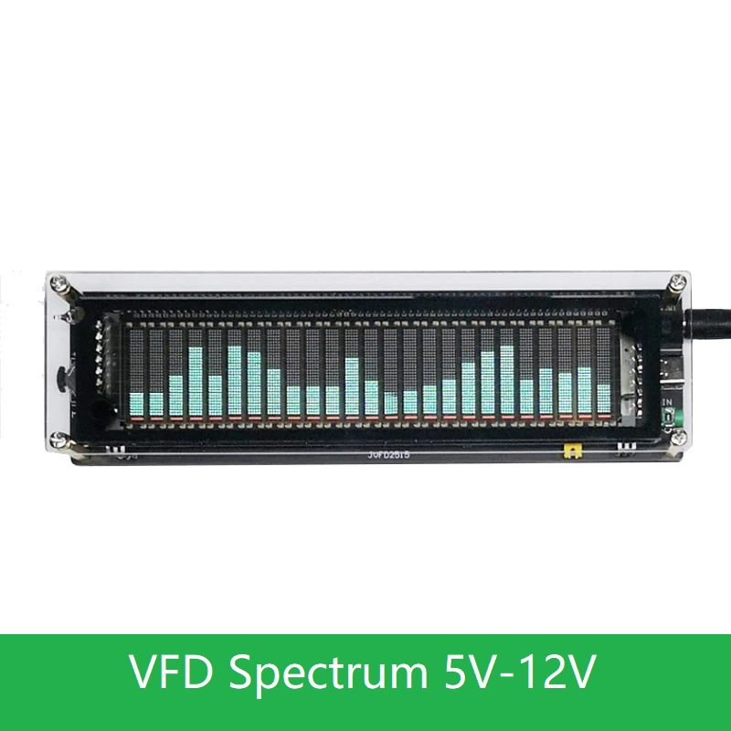 VFD เพลงสเปกตรัมจอแสดงผลควบคุมเสียงตัวบ่งชี้ระดับจังหวะเครื่องวิเคราะห์ VU Meter สําหรับ TYPE-C 5V 12V รถ POWER Amplifier