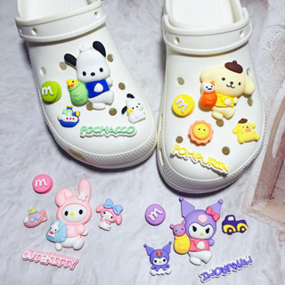 5 ชิ้น / เซต Croc Charm Meredith Pompompurin ชุดอุปกรณ์เสริมปุ่มรองเท้าผู้ชายรองเท้าผู้หญิงรองเท้าตกแต่ง Pin