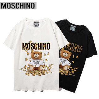 Moschino เสื้อยืดแขนสั้น ผ้าฝ้าย พิมพ์ลาย แฟชั่นสําหรับผู้ชายและผู้หญิง