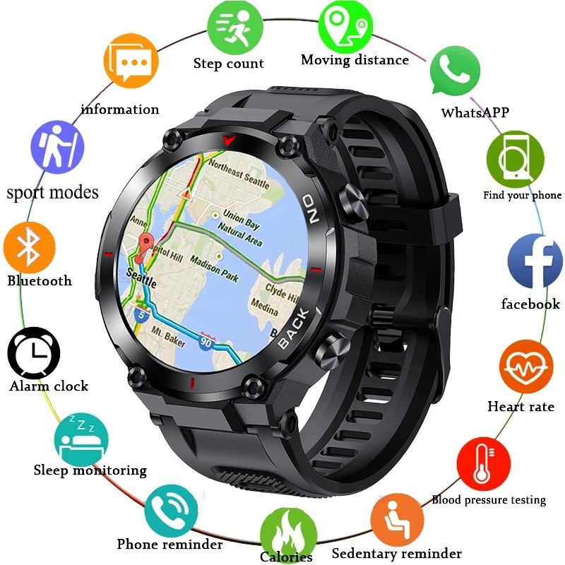 2023 ใหม่K37 สมาร์ทนาฬิกา1.32 หน้าจอสัมผัสเต็มรูปแบบSmartwatches GPSนําทางIP67กันน้ําฟิตเนส/สุขภาพสม