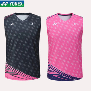 Yonex เสื้อกีฬาแบดมินตัน แขนกุด แบบแห้งเร็ว สําหรับผู้ชายและผู้หญิง