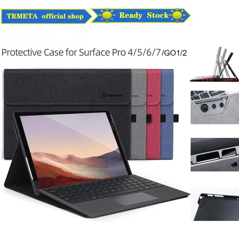เคสแท็บเล็ตและฝาครอบพร้อมขาตั้งแบบพับได้สําหรับ Microsoft Surface Pro 7 Surface Pro 4 Surface Pro 5 