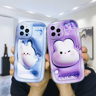 เคสโทรศัพท์มือถือ แบบนิ่ม ลายการ์ตูนกระต่ายนําโชค 3D สําหรับ IPhone XR 11 12 13 14 PRO MAX 6 7 6S 8 14 Plus X XS MAX 11