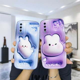 เคสโทรศัพท์มือถือแบบนิ่ม ลายการ์ตูนกระต่ายนําโชคน่ารัก 3D สําหรับ VIVO Y22 Y22S Y35 Y21 2021 Y12S Y12 Y20 Y15S Y15C Y91C Y16 Y21A Y21E Y21G Y21T