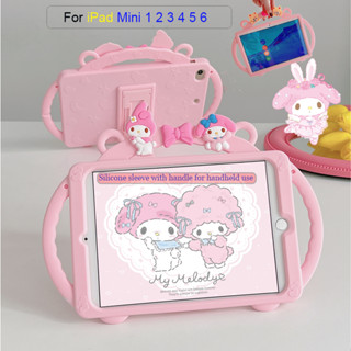 For iPad Mini 1 2 3 4 5 6 Tablet cute rabbit portable Case soft glue shockproof Support adjustment Cover Cartoon Cute Pattern