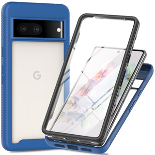 360° เคสป้องกันเต็มรูปแบบ กันกระแทก สําหรับ Google Pixel 7 7Pro Pixel 6A เคส PC TPU PET ฟิล์มกันรอยหน้าจอ สองชั้น เคสโครงสร้าง Funda Capa Capinha