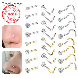 Bodyace จิวเจาะจมูก เงิน 925 รูปตัว L 2 2.5 3 3.5 มม. 18 20 กรัม 1 ชิ้น