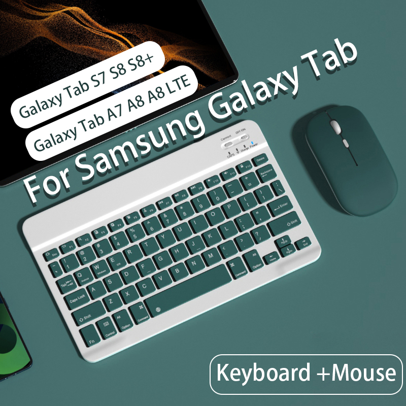 (แป้นพิมพ์ภาษาไทย)คีย์บอร์ดบลูทูธไร้สาย แบบชาร์จไฟ สําหรับ Samsung Galaxy Tab A8 A7 LTE S8 Ultra S8+