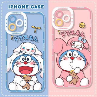 เคส SANRIO เคสโทรศัพท์มือถือซิลิโคน ลายการ์ตูนโดราเอมอนน่ารัก สีชมพู สําหรับ iPhone 14 Pro 13mini 14 Promax 13 12 11 XR