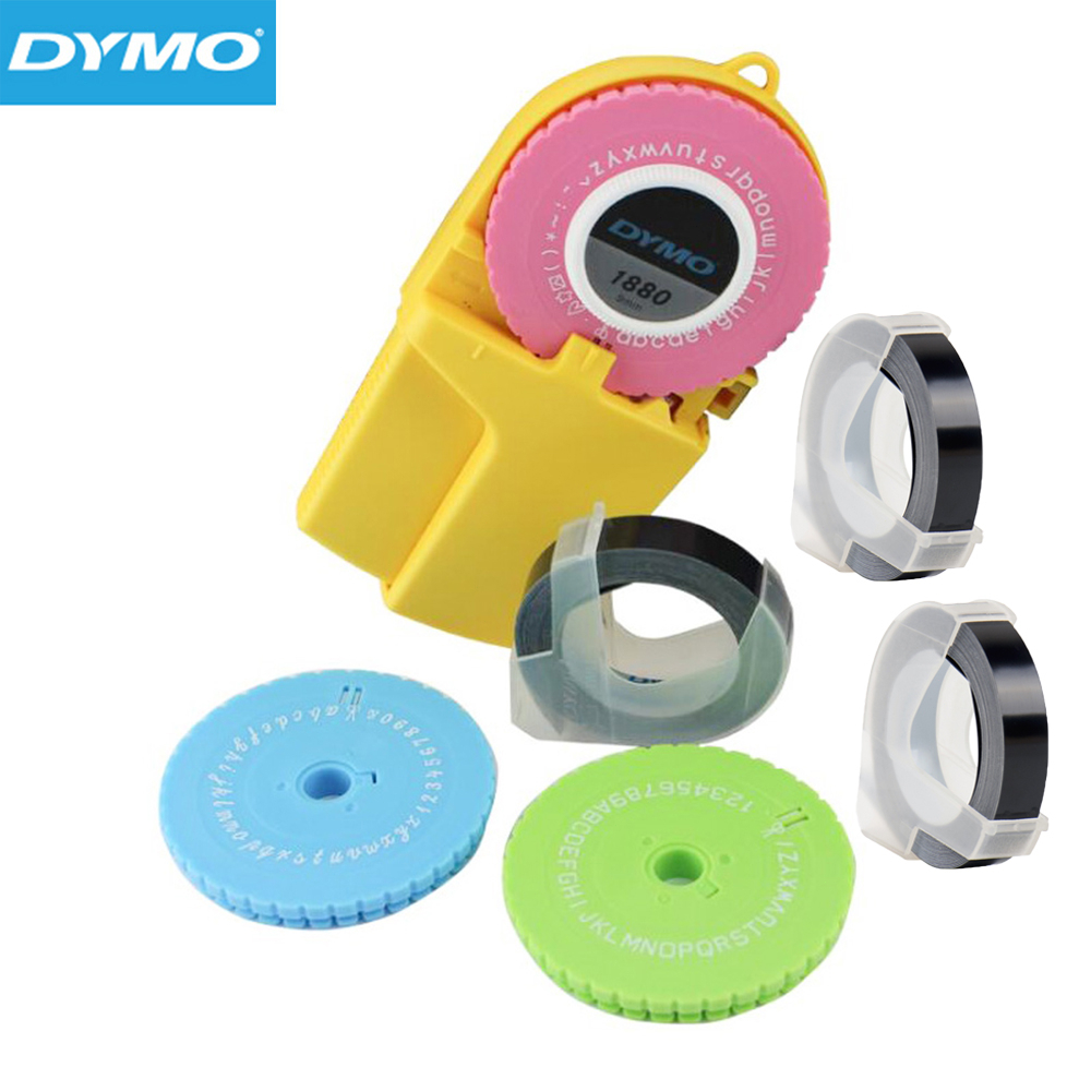 Dymo ลายนูนป้าย Maker DYMO 1880 คู่มือเครื่องพิมพ์ดีด 3 ม้วนพลาสติก PVC 9 มม.3D ลายนูนเทปเติม