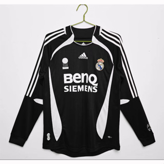 เสื้อกีฬาแขนสั้น ลายทีมชาติฟุตบอล Real Madrid 2 06/07 ชุดเยือนไทย คุณภาพสูง สีดํา