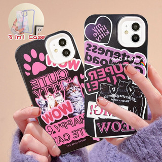 🌈Ready Stock 🏆OPPO A17 A16 A15 A57 A5S A3S A53 A33 A32 A9 A5 A31 A76 A78 A95 A94 A93 A92 A52 A72 F11 Reno 5 7Z  3 in 1 Cute Cartoon Kity Illustration Phone Case Soft TPU Protection Back Cover