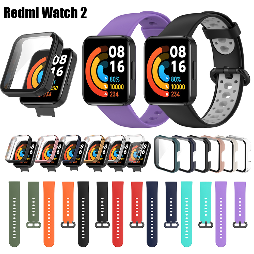 ใหม่ สายนาฬิกาข้อมือ กระจกนิรภัย pc แข็ง ชุบนิ่ม สองสี สําหรับ Redmi watch 2 Xiaomi watch Lite 2 2023