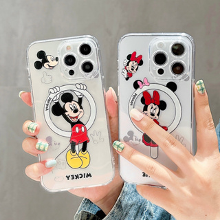 เคสโทรศัพท์มือถือ แบบแม่เหล็ก ลายการ์ตูนมิกกี้เมาส์ มินนี่เมาส์น่ารัก สําหรับ iPhone14 13 12 11