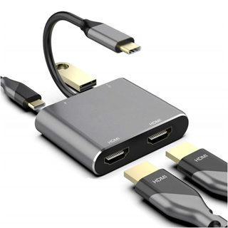 4in1 แท่นชาร์จ Type-C เป็น HDMI*2 4K USB3.0 PD หน้าจอคู่ ชาร์จเร็ว