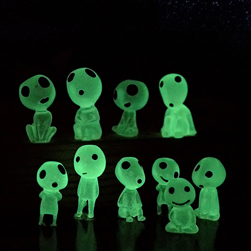 10 ชิ้นเจ้าหญิง Mononoke อะนิเมะตัวเลข Kodama Miniature Luminous Hayao Miyazaki Ghibli สตูดิโอเรืองแ