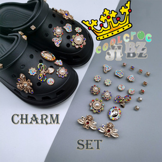 ชุดหมุดโลหะ สไตล์เรโทร สําหรับตกแต่งรองเท้า Crocs Jibbitz Charms