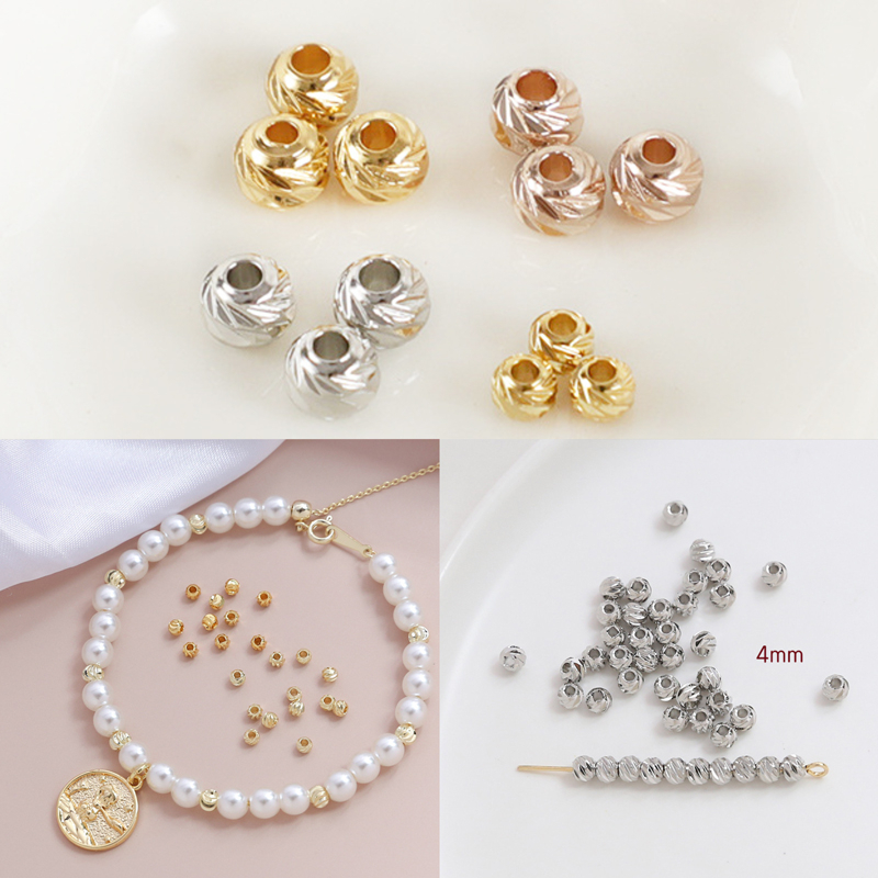 ลูกปัดทองแดง ชุบทองแท้ 14K18K รูปแตงโม ทรงหลวม ขนาดเล็ก DIY