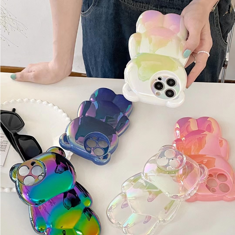 น่ารักเลเซอร์หมีเคสโทรศัพท์ for16promax Iphone 15promax 14 14 Pro 14 Pro Max 11 12 promax 13 Pro Max เคสโทรศัพท์แบบนุ่ม
