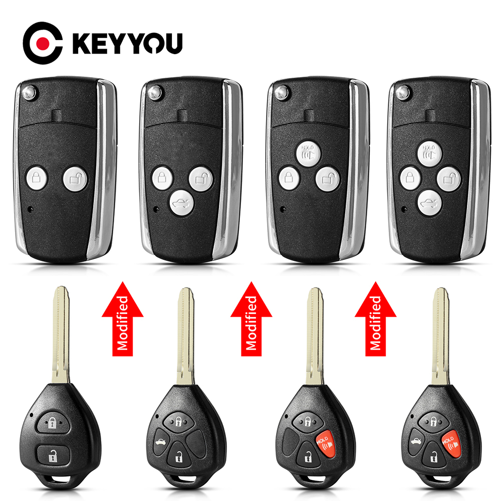 รถพับรีโมทคอนโทรลกรณีดัดแปลง Toyota Flip Key อุปกรณ ์ เสริมสําหรับ Vios Gen 2 Fortuner Wigo Innova Hilux RAV4 Corolla Altis Camry