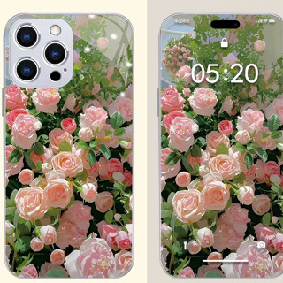 เคสโทรศัพท์มือถือแบบแก้ว เต็มจอ ลายดอกกุหลาบ สีชมพู สําหรับ Huawei nova10 9pro Honor 80 mate50 p40