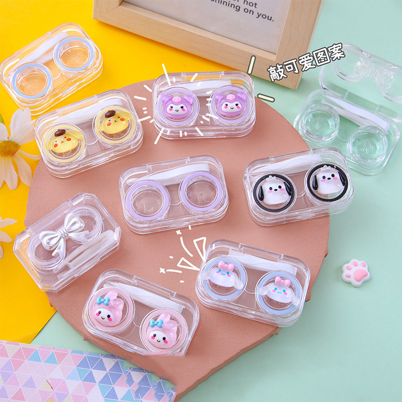 กล่องคอนแทคเลนส์ ขนาดเล็ก แบบพกพา ลายการ์ตูน Sanrio แวววาว สําหรับใส่คอนแทคเลนส์ 2025