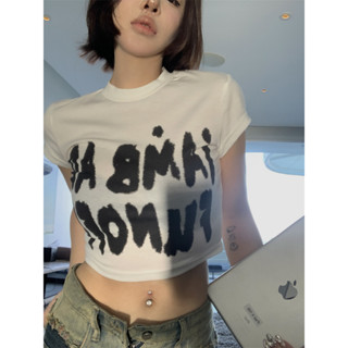 【JMWOMEN】เสื้อยืดแขนสั้น พิมพ์ลายกราฟฟิติ เข้ากับทุกการแต่งกาย สไตล์อเมริกัน