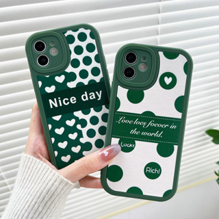 เคสโทรศัพท์หนัง ซิลิโคน TPU นิ่ม กันรอยเลนส์กล้อง สีเขียว สําหรับ iPhone 14 13 12 11 XS XR X Pro Max 7 8 6 6s Plus | Xmd 045