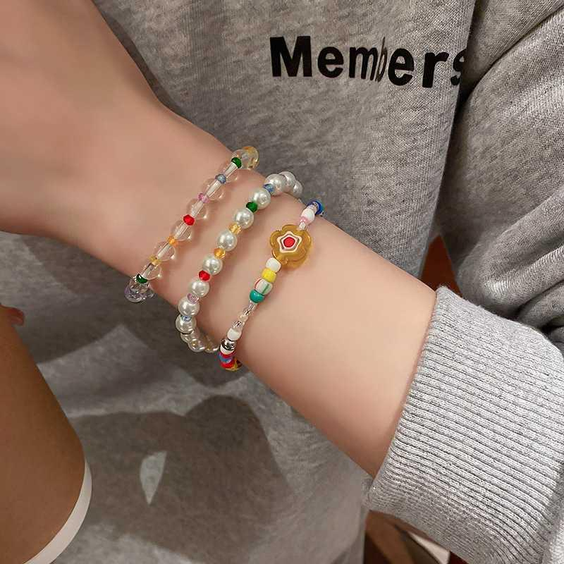 สร้อยข้อมือ ประดับลูกปัดอะคริลิค ลายดอกไม้ สีสันสดใส เหมาะกับของขวัญวันเกิด แฟชั่นฤดูร้อน สําหรับผู้หญิง และนักเรียน