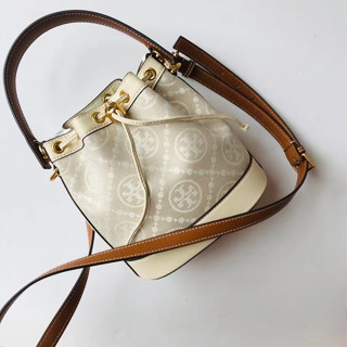 Tory Burch monogram bucket bag white