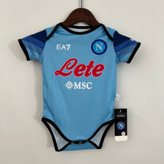 เสื้อกีฬาแขนสั้น ลายทีมชาติฟุตบอล Napoli 2022-23 ชุดเหย้า สําหรับเด็ก 6-12 12-24 เดือน