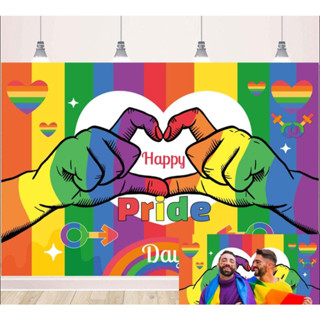 ภาพพื้นหลัง ลาย Happy Pride Day สีรุ้ง ขนาด 5x3 ฟุต สําหรับตกแต่งบ้าน ปาร์ตี้